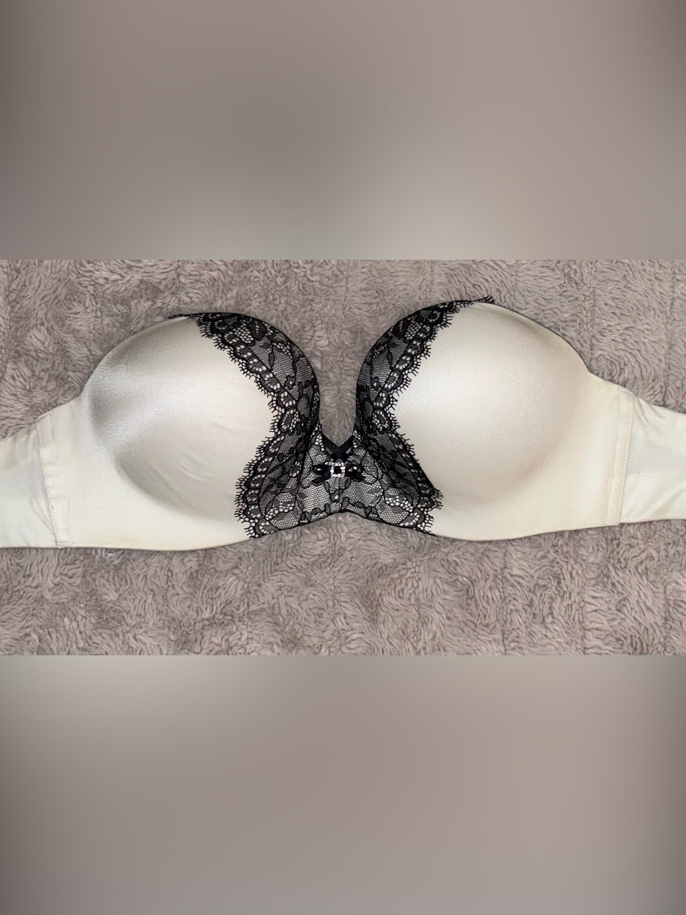 Victoria's Secret White Push-Up Bra with Black Lace